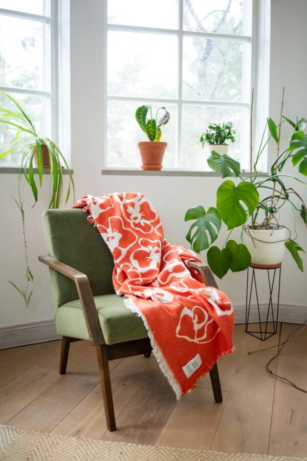 Flora puuvillane pleed oranz WSH-189