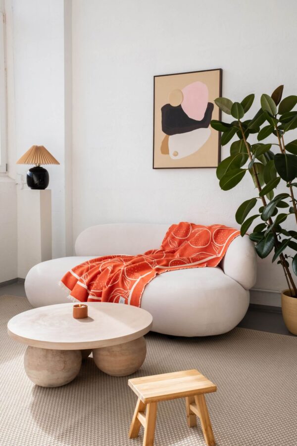 Yuna puuvillane pleed oranz WSH-187